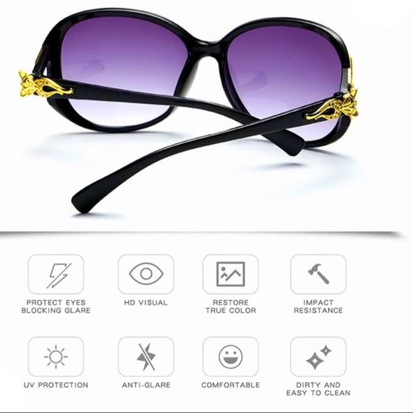 UV protected fox accent red sunglasses - Picture 2 of 4